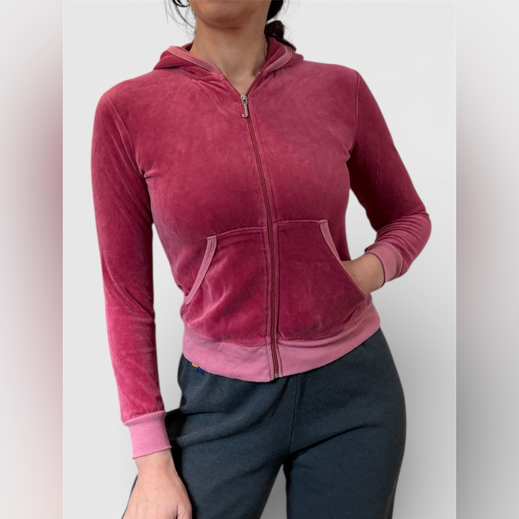 Juicy Couture Y2k Pink Velour Hoodie With Back Design